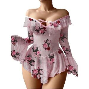 5528 Lingerie Plus Size Sexy Costumes Outfits Mesh Babydoll Dress Lenceria
